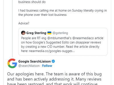 Google Review Bug 2022
