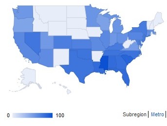 trend-porcelain-veneers-USA-map search intensity for porcelain veneers by state