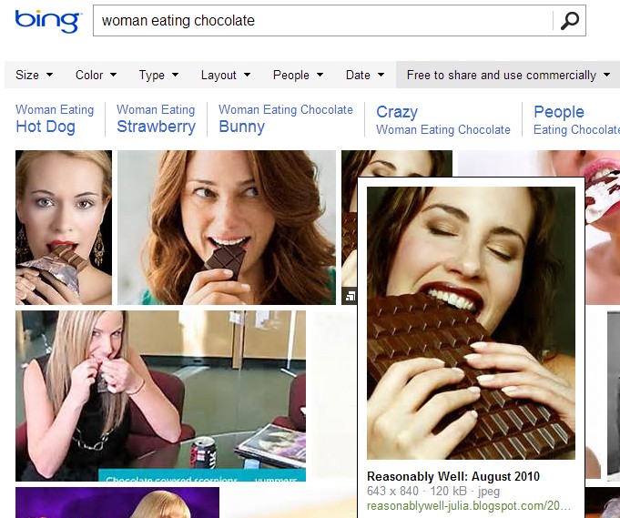 Bing image search by license